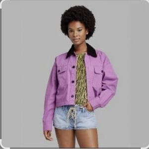 NWT Wild Fable Women's Cropped Canvas Surplus Shacket